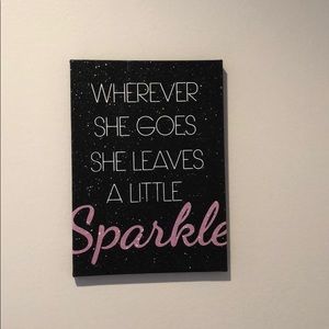 Black glitter wall art